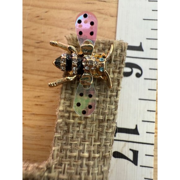 Betsey Johnson Bumble Bee Stud Earrings With Pink & Blue Polka Dot Wings - Picture 3 of 11